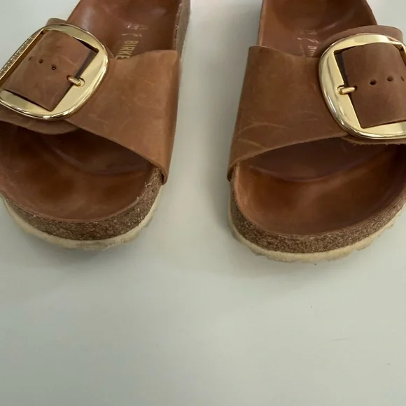 Birkenstock Women's Tan Madrid Sandals with Gold Big Buckle - Picture 3 of 5